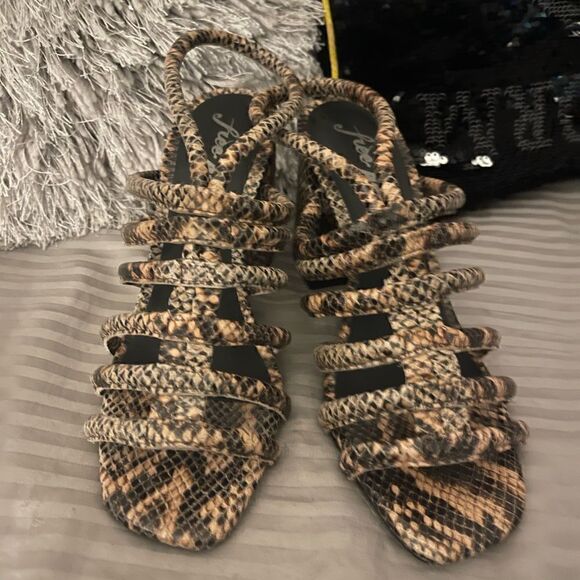 37/6.5/7 free people colette sansal/shoe/heel python/strappy caged gladiator - Picture 5 of 11